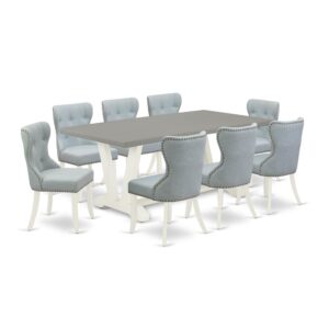 EAST WEST FURNITURE 9-PC DINETTE SET- 8 WONDERFUL PARSON CHAIRS AND 1 dining table