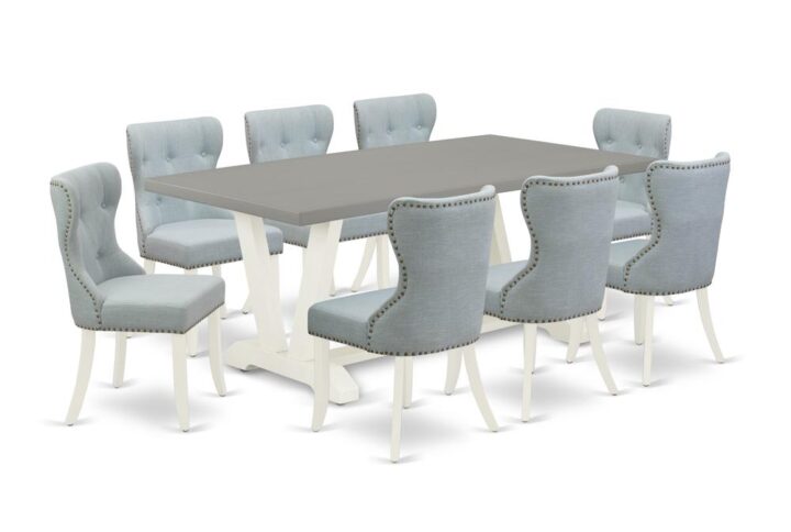 EAST WEST FURNITURE 9-PC DINETTE SET- 8 WONDERFUL PARSON CHAIRS AND 1 dining table