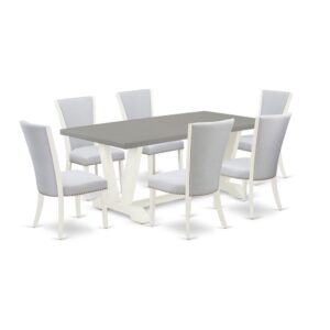 EAST WEST FURNITURE 7 - PC DINING TABLE SET INCLUDES 6 KITCHEN CHAIRS AND WOODEN DINING TABLE