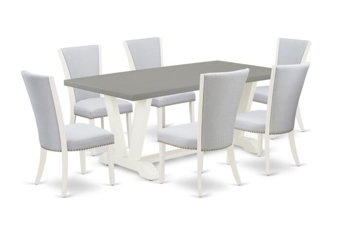 EAST WEST FURNITURE 7 - PC DINING TABLE SET INCLUDES 6 KITCHEN CHAIRS AND WOODEN DINING TABLE