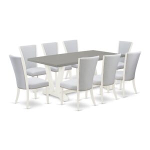 EAST WEST FURNITURE 9 - PIECE DINING TABLE SET INCLUDES 8 MODERN CHAIRS AND MODERN RECTANGULAR DINING TABLE