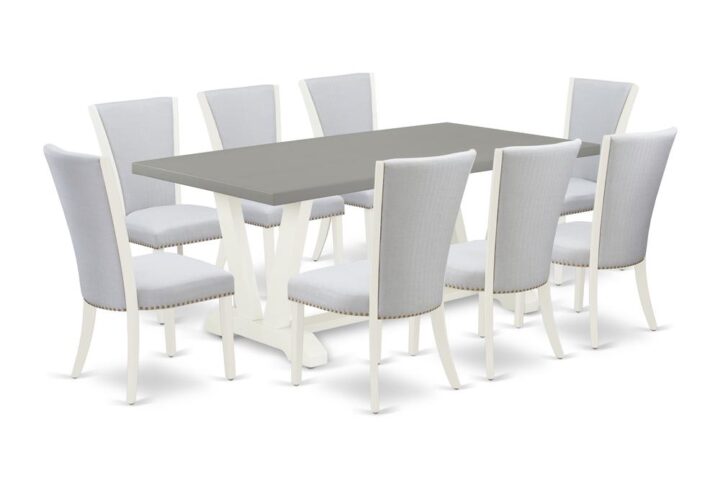 EAST WEST FURNITURE 9 - PIECE DINING TABLE SET INCLUDES 8 MODERN CHAIRS AND MODERN RECTANGULAR DINING TABLE