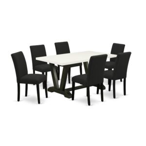 EAST WEST FURNITURE 7 - PC DINETTE SET INCLUDES 6 KITCHEN CHAIRS AND RECTANGULAR WOODEN DINING TABLE