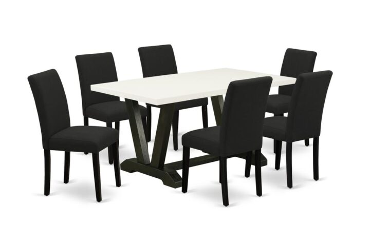 EAST WEST FURNITURE 7 - PC DINETTE SET INCLUDES 6 KITCHEN CHAIRS AND RECTANGULAR WOODEN DINING TABLE