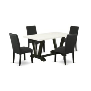 EAST WEST FURNITURE 5-PIECE DINETTE SET- 4 FABULOUS UPHOLSTERED DINING CHAIRS AND 1 DINING TABLE