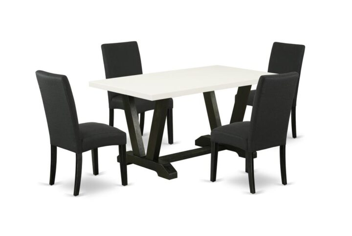 EAST WEST FURNITURE 5-PIECE DINETTE SET- 4 FABULOUS UPHOLSTERED DINING CHAIRS AND 1 DINING TABLE