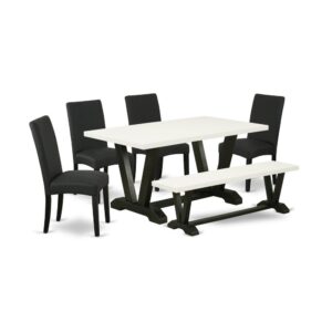 EAST WEST FURNITURE 6-PIECE DINING ROOM SET- 4 WONDERFUL PARSON CHAIRS