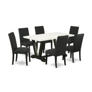 EAST WEST FURNITURE 7-PIECE DINETTE SET- 6 STUNNING KITCHEN PARSON CHAIRS AND 1 KITCHEN TABLE
