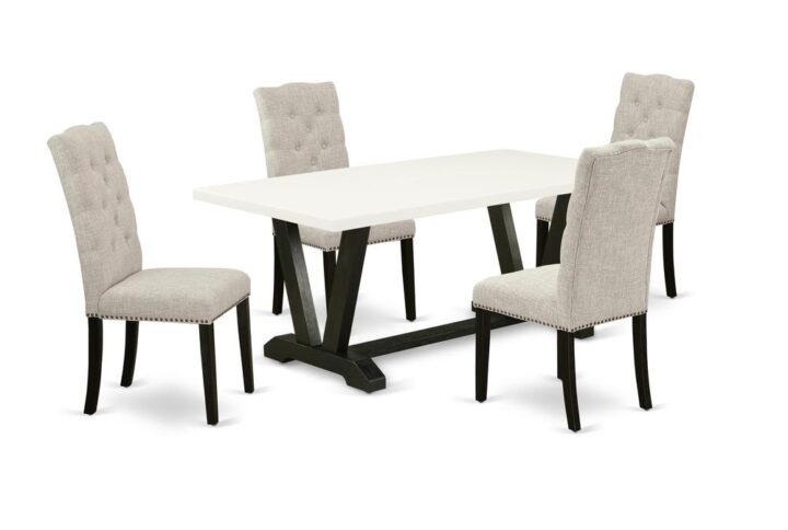 EAST WEST FURNITURE 5-PIECE DINING ROOM SET WITH 4 UPHOLSTERED DINING CHAIRS AND rectangular TABLE