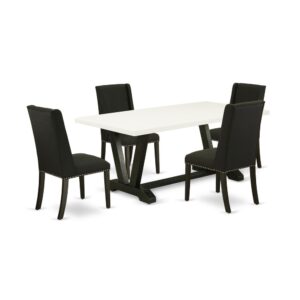 EAST WEST FURNITURE 5-PC KITCHEN SET WITH 4 DINING CHAIRS AND KITCHEN RECTANGULAR TABLE