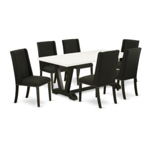 EAST WEST FURNITURE 7-PIECE DINING SET 6 BEAUTIFUL PARSON CHAIRS AND RECTANGULAR DINING TABLE