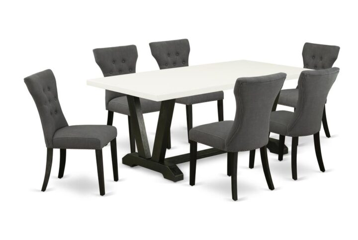 EAST WEST FURNITURE 7-PIECE DINING ROOM SET 6 STUNNING PARSON DINING CHAIRS AND DINNER TABLE