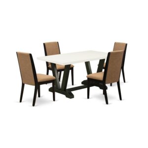 EAST WEST FURNITURE 5-PC DINETTE SET WITH 4 PADDED PARSON CHAIRS AND RECTANGULAR KITCHEN TABLE