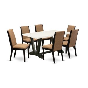 EAST WEST FURNITURE 7-PC DINING SET WITH 6 DINING CHAIRS AND RECTANGULAR KITCHEN TABLE