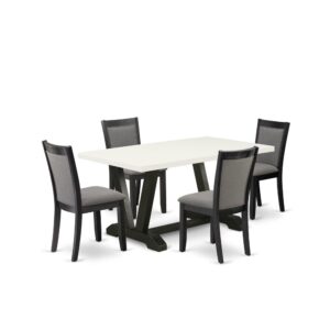 This 6 Piece dinner table set includes a wooden dining table