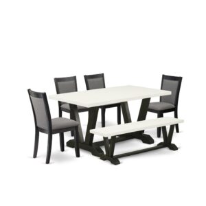 This 5 Piece modern dining table set includes a dining table with 4 parson chairs to make your loved ones mealtime more comfortable and pleasant. The frame of this dining set is created of high quality rubber wood