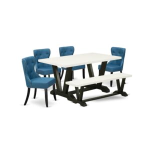 EAST WEST FURNITURE 6-PIECE KITCHEN ROOM TABLE SET- 4 FABULOUS DINING ROOM CHAIRS