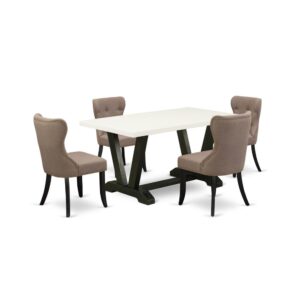 EAST WEST FURNITURE 5-Pc KITCHEN DINING ROOM SET- 4 AMAZING DINING CHAIR AND ONE KITCHEN TABLE