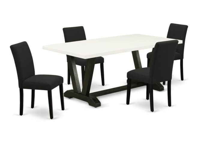 EAST WEST FURNITURE 5 - PC TABLE AND CHAIRS DINING SET INCLUDES 4 MODERN CHAIRS AND RECTANGULAR DINNER TABLE