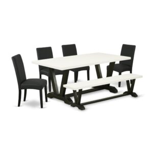 EAST WEST FURNITURE 6-PC DINING ROOM TABLE SET- 4 WONDERFUL PARSON DINING CHAIRS