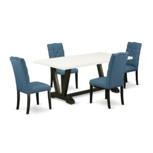 EAST WEST FURNITURE 5-PC KITCHEN TABLE SET WITH 4 PARSON DINING CHAIRS AND RECTANGULAR DINING TABLE