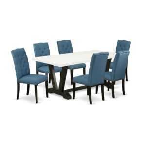 EAST WEST FURNITURE 7-PC DINING TABLE SET WITH 6 PARSON CHAIRS AND RECTANGULAR KITCHEN TABLE