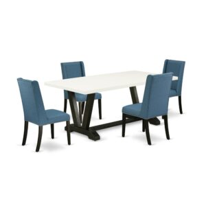 EAST WEST FURNITURE 5-PC RECTANGULAR TABLE SET WITH 4 KITCHEN PARSON CHAIRS AND RECTANGULAR DINING TABLE
