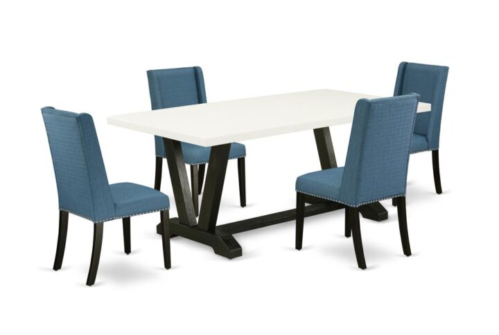 EAST WEST FURNITURE 5-PC RECTANGULAR TABLE SET WITH 4 KITCHEN PARSON CHAIRS AND RECTANGULAR DINING TABLE