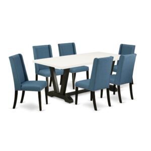 EAST WEST FURNITURE 7-PIECE KITCHEN SET WITH 6 PARSON DINING CHAIRS AND RECTANGULAR dining table