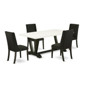 EAST WEST FURNITURE 5-PIECE MODERN DINING TABLE SET WITH 4 DINING CHAIRS AND RECTANGULAR KITCHEN TABLE
