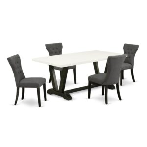 EAST WEST FURNITURE 5-PIECE RECTANGULAR TABLE SET WITH 4 UPHOLSTERED DINING CHAIRS AND KITCHEN RECTANGULAR TABLE