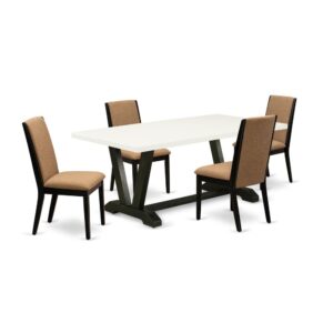 EAST WEST FURNITURE 5-PC DINING ROOM SET WITH 4 DINING CHAIRS AND RECTANGULAR DINING ROOM TABLE