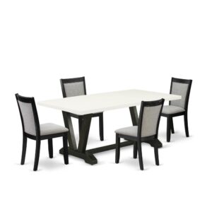 This 6 piece kitchen dining table set includes a wood table