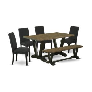 EAST WEST FURNITURE 6-PC KITCHEN ROOM TABLE SET- 4 FANTASTIC DINING ROOM CHAIRS