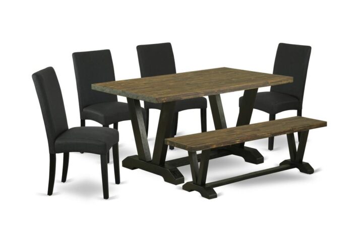 EAST WEST FURNITURE 6-PC KITCHEN ROOM TABLE SET- 4 FANTASTIC DINING ROOM CHAIRS
