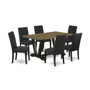 EAST WEST FURNITURE 7-PIECE MODERN DINING TABLE SET- 6 STUNNING DINING CHAIR AND 1 dining table