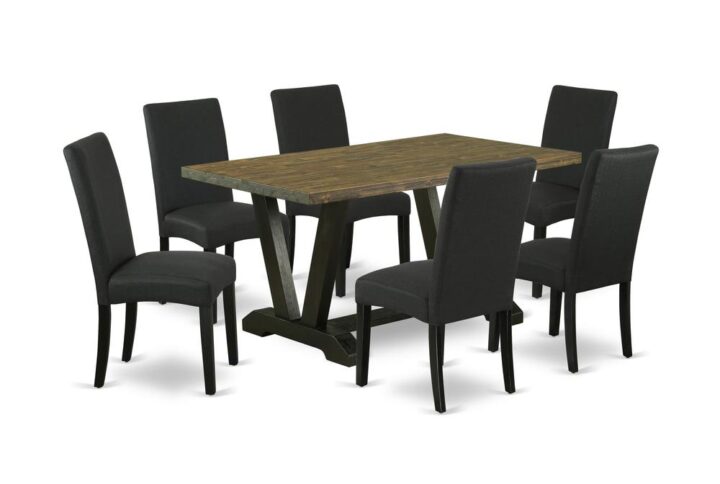 EAST WEST FURNITURE 7-PIECE MODERN DINING TABLE SET- 6 STUNNING DINING CHAIR AND 1 dining table