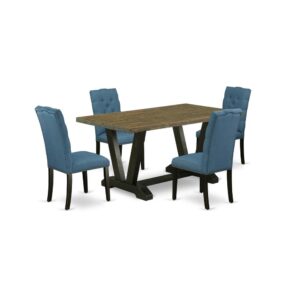 EAST WEST FURNITURE 5-PIECE DINING TABLE SET WITH 4 KITCHEN CHAIRS AND RECTANGULAR KITCHEN TABLE
