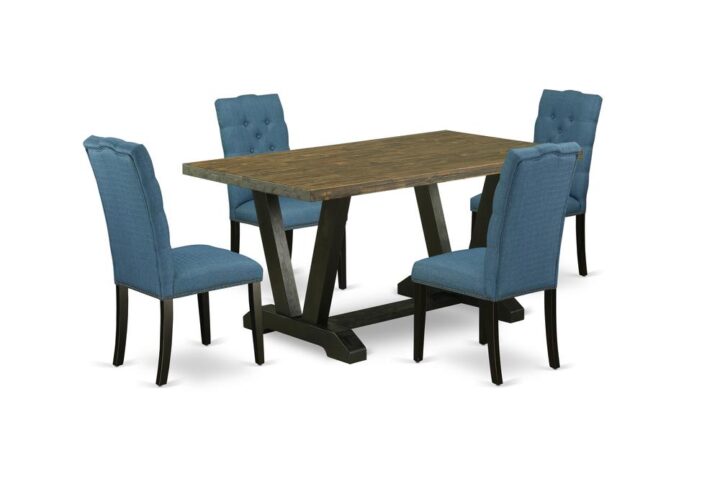 EAST WEST FURNITURE 5-PIECE DINING TABLE SET WITH 4 KITCHEN CHAIRS AND RECTANGULAR KITCHEN TABLE