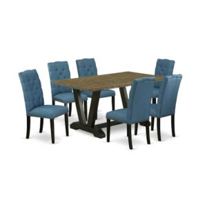 EAST WEST FURNITURE 7-PIECE DINING ROOM TABLE SET WITH 6 KITCHEN CHAIRS AND KITCHEN RECTANGULAR TABLE