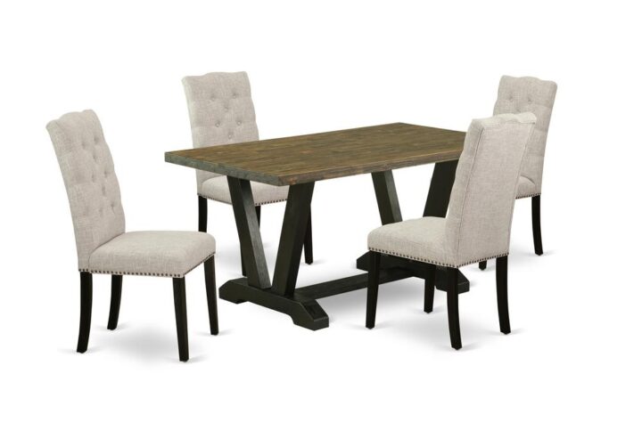 EAST WEST FURNITURE 5-PC KITCHEN SET WITH 4 PARSON CHAIRS AND KITCHEN RECTANGULAR TABLE