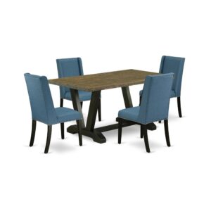 EAST WEST FURNITURE 5-PIECE KITCHEN TABLE SET WITH 4 PARSON CHAIRS AND RECTANGULAR DINING TABLE