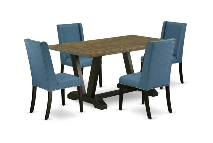 EAST WEST FURNITURE 5-PIECE KITCHEN TABLE SET WITH 4 PARSON CHAIRS AND RECTANGULAR DINING TABLE