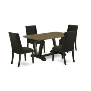 EAST WEST FURNITURE 5-PC RECTANGULAR TABLE SET WITH 4 DINING ROOM CHAIRS AND RECTANGULAR KITCHEN TABLE