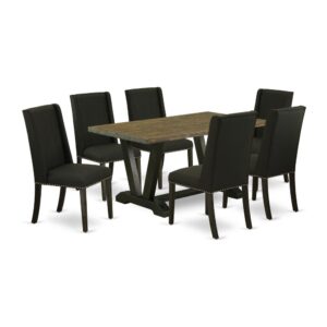EAST WEST FURNITURE 7-PIECE KITCHEN DINING TABLE SET 6 GORGEOUS PARSON CHAIRS AND RECTANGULAR KITCHEN DINING TABLE