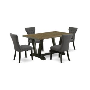 EAST WEST FURNITURE 5-PIECE DINING SET WITH 4 UPHOLSTERED DINING CHAIRS AND rectangular TABLE