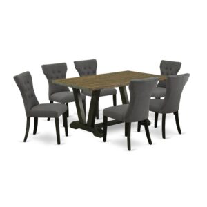 EAST WEST FURNITURE 7-PIECE KITCHEN TABLE SET 6 BEAUTIFUL PARSON DINING CHAIRS AND RECTANGULAR DINING TABLE