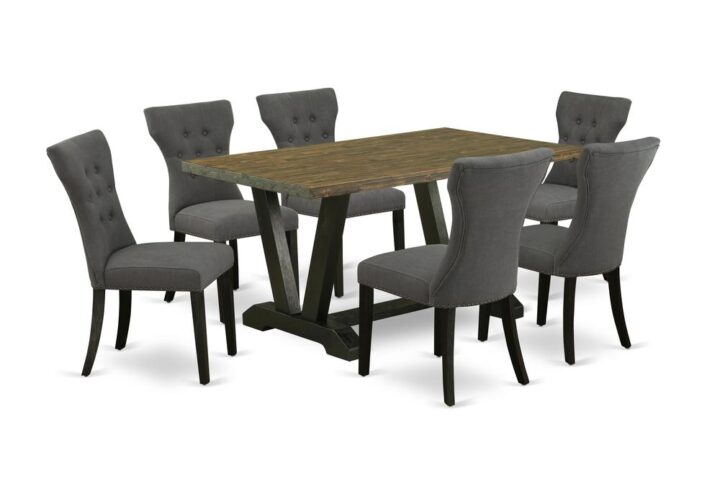 EAST WEST FURNITURE 7-PIECE KITCHEN TABLE SET 6 BEAUTIFUL PARSON DINING CHAIRS AND RECTANGULAR DINING TABLE