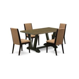 EAST WEST FURNITURE 5-PC RECTANGULAR DINING ROOM TABLE SET WITH 4 KITCHEN CHAIRS AND RECTANGULAR DINING TABLE