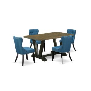 EAST WEST FURNITURE 5-Pc KITCHEN TABLE SET- 4 AMAZING KITCHEN CHAIRS AND 1 DINING ROOM TABLE